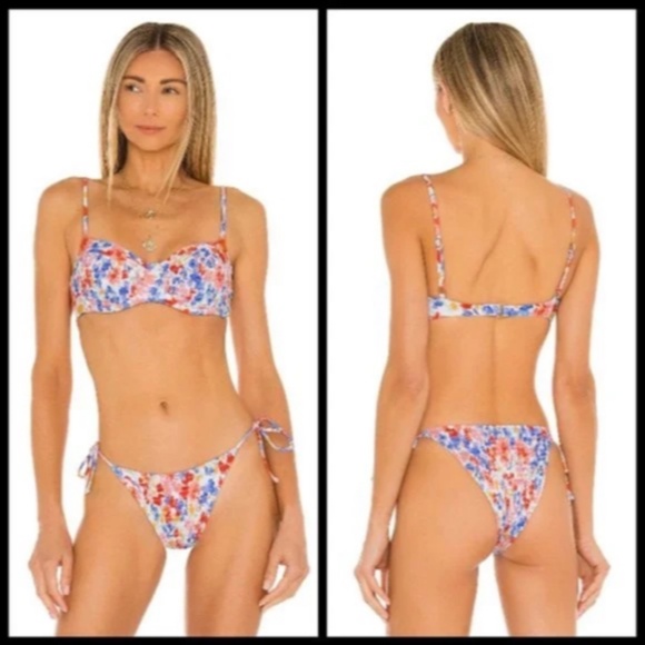L*Space 3pc Bikini Set Marley Top Aubree & Barlette Bottoms Forever Flowers Sz S - Picture 2 of 15